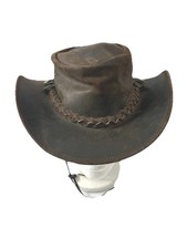 CB Hats Australian Western Style Cowboy Outback Real Leather Aussie Bush MEDIUM