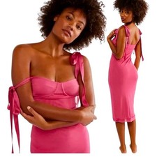 Free People Raspberry Gelato Hot Pink Corset Slip Dress XS new