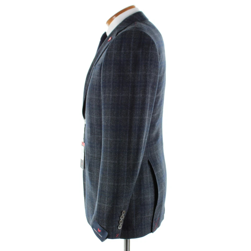 Cardinal of Canada NWT Wool Sport Coat Size 38R US In Gray & Blue Birdseye Plaid - Image 4 of 4