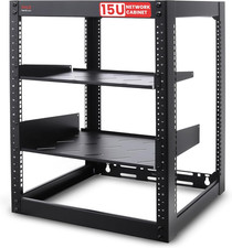 15U Network Cabinet - Open Wall Mount Server Rack W/Heavy-Duty Wheels, Wall-Moun