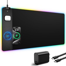 Wireless Charging RGB Mouse Pad, Waterproof Gaming Desk Mat with 4 Light Mode...