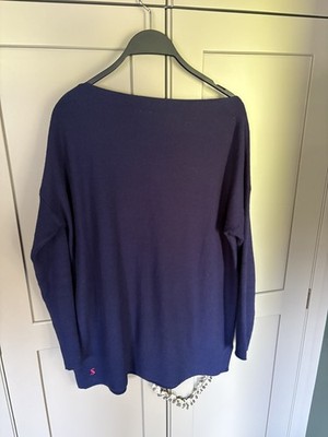 Joules Strickpullover U-Boot-Ausschnitt Navy UK 10 Baumwollmischung