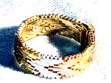 ULTRA FINE 950 SILVER TRI-COLOR RICCIO RING STERLING & 18K PLTD, SZ 10 (M4960-52