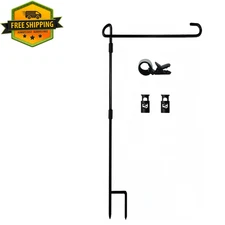 Garden Flag Stand-Holder-Pole with Garden Flag Stopper and Anti-Wind Clip for..