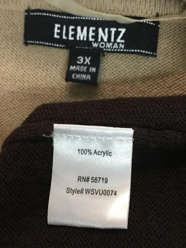 Elementz 3X sweater brown ombre embellished cowl neck long sleeve pullover - Image 3 of 4