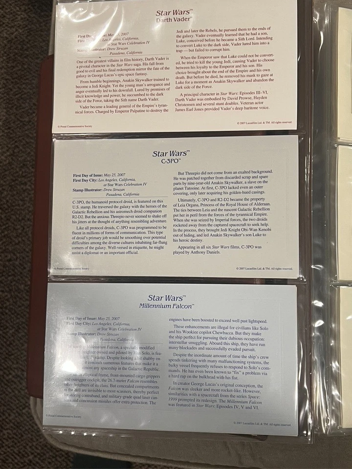 COMPLETE SET OF 15 Star Wars 22K Golden Replica 2007 First Day Covers - Image 2 of 4