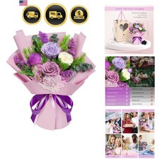 Preserved Flowers Bouquet Long Lasting Real Flowers for Gift Decor Purple
