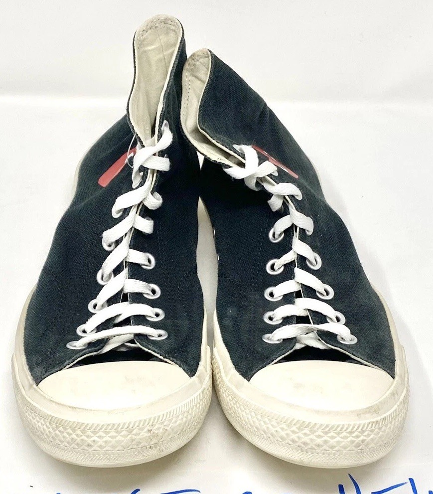 Men's Comme Des Garcons x Converse Hi Black White Canvas Shoes 112855 sz 10 thumbnail 3