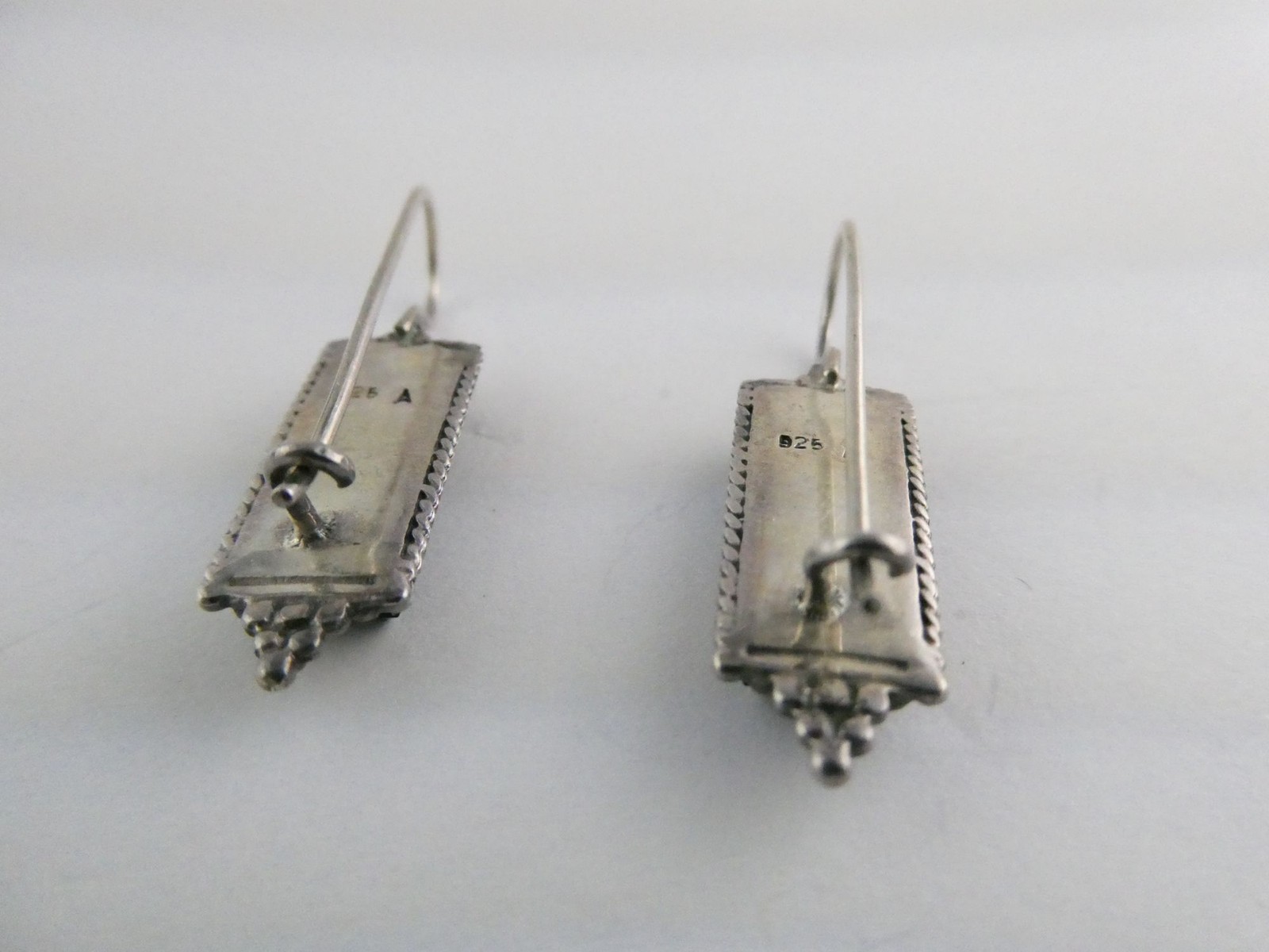 Sterling Silver Rectangular Black Onyx Hook Earri… - image 7