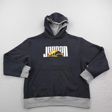 Jordan Hoodie Mens Large Black Gray Sport DNA HBR Sweatshirt Pullover Fleece Gym