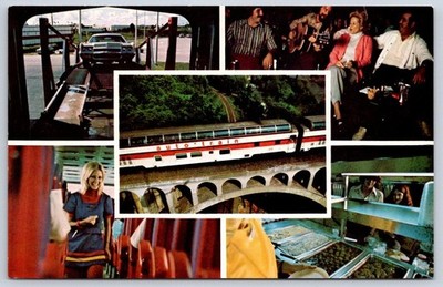 Auto Train travel multiple scenes train bridge people dining 1970s