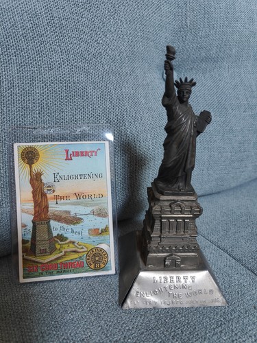 c1885 AMERICAN COMMITTEE MODEL 7.25" STATUE OF LIBERTY + Rookie Card America 250