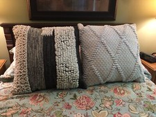 Set of 2 SARO 22" X 22" Oversized Textured Mix Match Square Throw Pillows