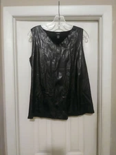 AlFANI Women's Black Non Leather Sleeveless Vest Top SZ Medium (New)