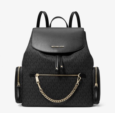 Michael Kors Backpack Jet Set Mk Logo Large Chain Backpack | eBay