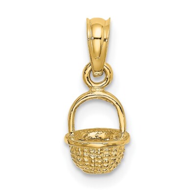10K Yellow Gold 3-D Mini Basket Pendant