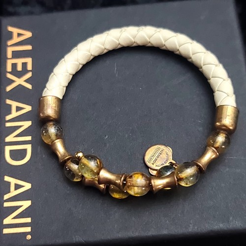 Alex And Ani Beige Leather Braided Wrap Bracelet - Picture 5 of 6