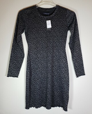 NWT ABERCROMBIE & FITCH Dress Women S Gray Black Animal Print Knit Bodycon L/S