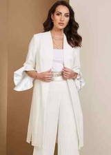 Kaleidoscope Frill Sleeve Ivory Dress Coat Uk 20 Plus Size (fm74-13)
