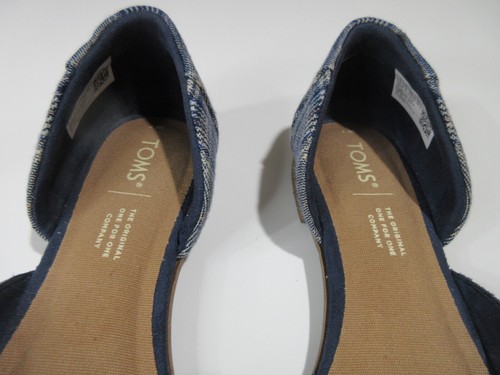 Sz 7 Toms OPEN Shoes Navy Blue Flats Slip On Comfort Fabric Women's Logo - Bild 5 von 9