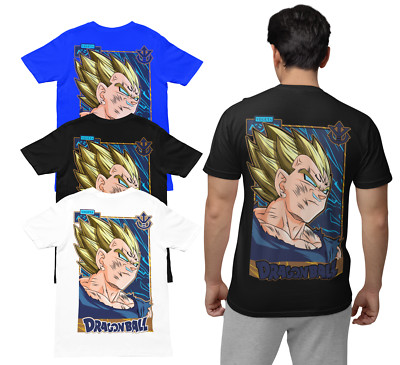 Dragon Ball Rücken Druck Groß Goku Vegeta Majin Buu Herren Bio T-Shirt S-XXXL