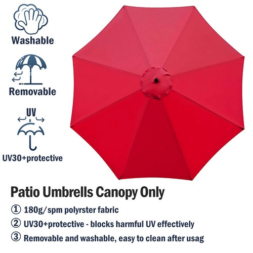 9ft 10ft 8 Ribs Patio Umbrella Replacement Cover Outdoor Market Yard Top Canopy - Picture 35 of 43