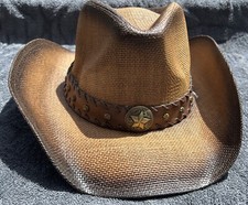 NWT Livingston Men  Women's Woven Straw Cowboy Hat w/Hat Band