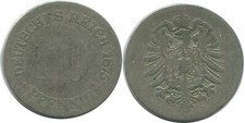 10 PFENNIG 1875 D DEUTSCHLAND GERMANY Münze #AE484.D