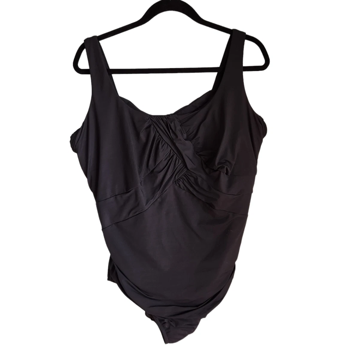 Lands End Swimsuit Black 22W DDD F Cup One Piece Bathing Suit