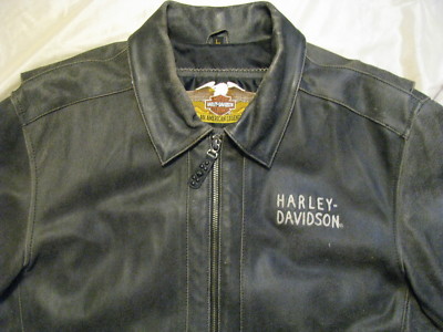 Harley Davidson Leather Jacket Billing Style Distressed Brown Studded Limited L