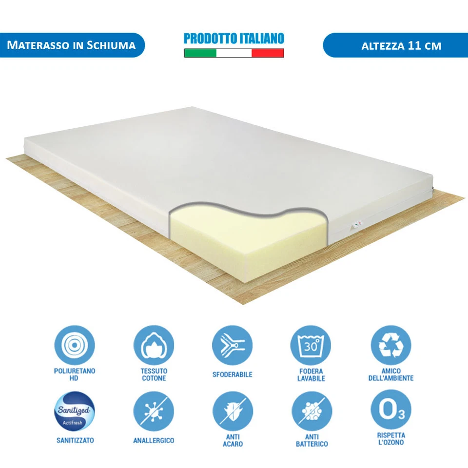 Kit Rete e Materasso waterfoam da 11 cm piazza e mezza 120x190 + cuscino fiocco - Immagine 2 di 4