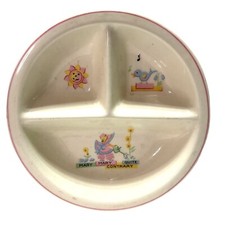 Atq Childs Warming Divided Dish Plate 1920s Nursery Rhyme Porcelain Germany