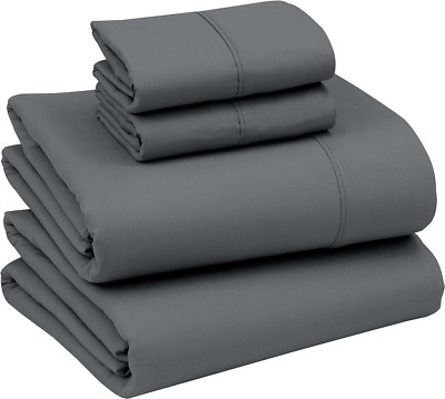 Queen Sheets Set, Brushed Microfiber Sheets 4 Pieces (1 Fitted Sheet, 1 Flat She