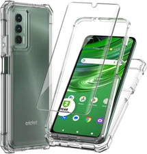 for Cricket Outlast Case, with Tempered Glass Screen Protector Crystal Clear