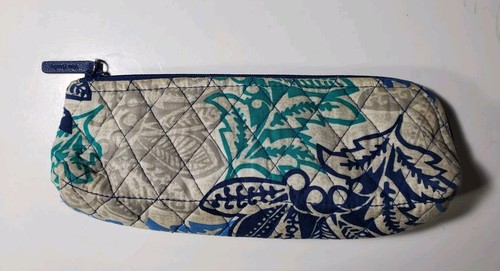 Vera Bradley Brillenetui Etui Kosmetik Make-up gesteppt Blumen blau grau - Bild 2 von 8