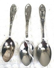 Vintage 3Pc. Cut Out Silver-Plated USA NATIONAL STATE PARKS SOUVENIR SPOONS