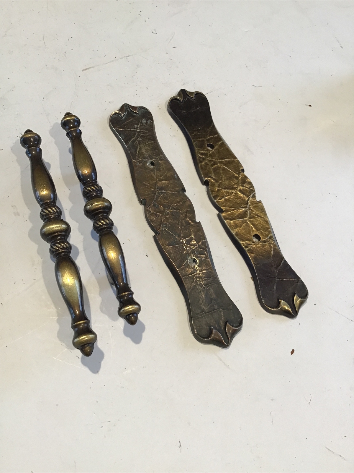 Lot of 2 Vintage Amerock Antique Brass Door Pull Handle w