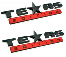 2 Black And Red Texas Edition Emblem For Chevy Silverado Gmc Sierra Truck Decal.