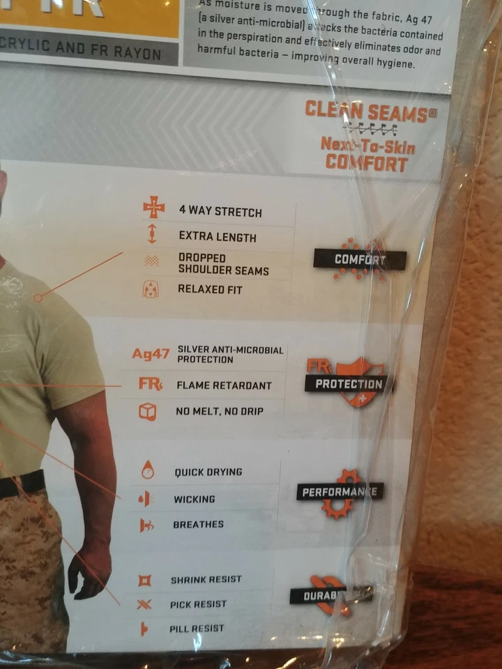 XGO Flame Retardant Pha 1 Desert Sand Men's Lightweight FR Rayon T- Shirt XLarge - Image 4 of 4