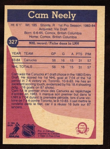 Cámara Neely Rookie 1984-85 OPC # 327 - Imagen 2 de 2