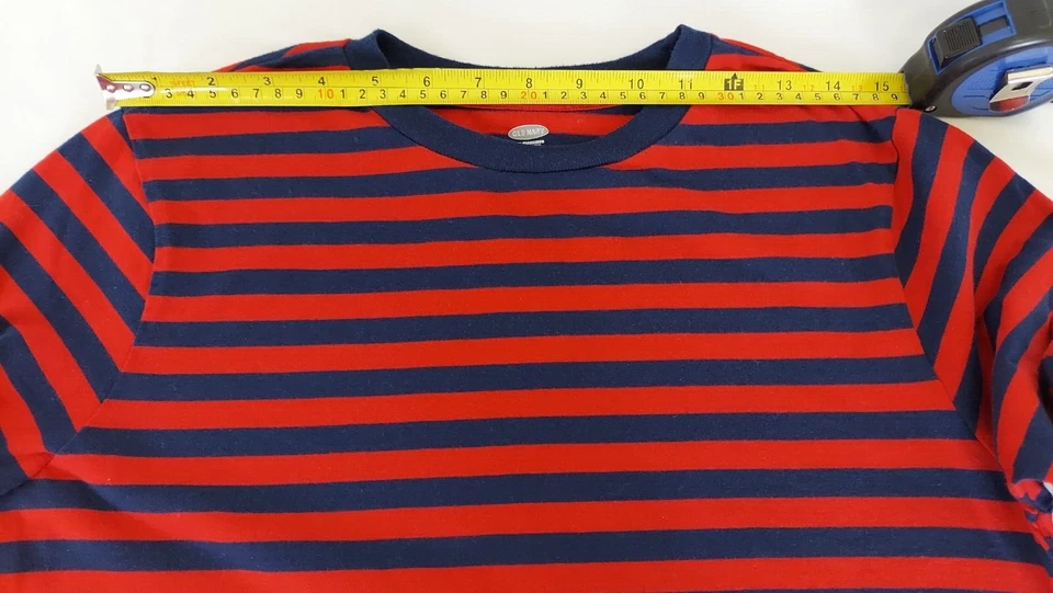 OLD NAVY Boy T-Shirt Size L (14/16) Red & Blue Striped Long Sleeves - Image 3 of 4