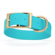 Dog Pet Collar with Brass Hardware Size XXL W 1.5 L 24 - 28 Sky Blue