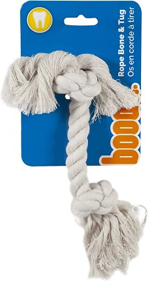 Booda 2-Knot Rope Bone Dog Toy, Small, white with no dye--NEW