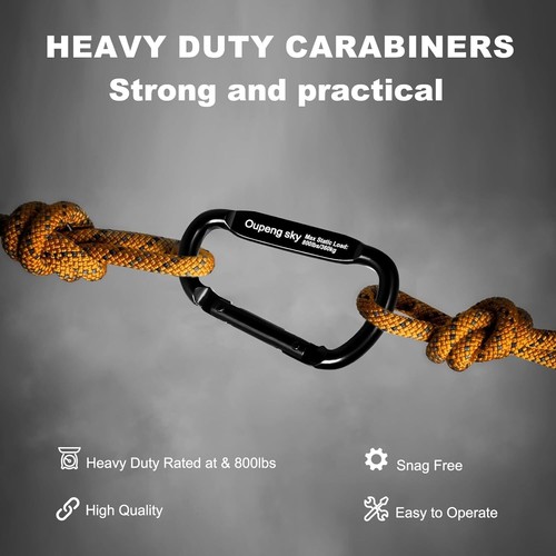 6PCS Carabiner Clip - Heavy Duty Iron Carabiners 800lbs Carabeaner D Ring - Picture 6 of 12