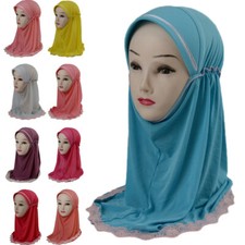 Children Girls Kids Hijab Scarf Muslim One Piece Amira Head Wrap Shawls 2-6Y