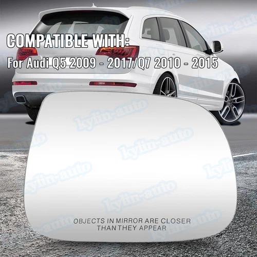 Heated Mirror Glass Right w/ Lettering For 2009-2017 Audi Q5 /2010-2015 Audi Q7