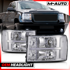 Leftright Chrome Clear Corner Headlight Lamp For 2007-2014 Gmc Sierra 15002500