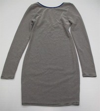 EVERLY Women's Size S Low Back Fitted Striped Long Sleeve Black Bodycon