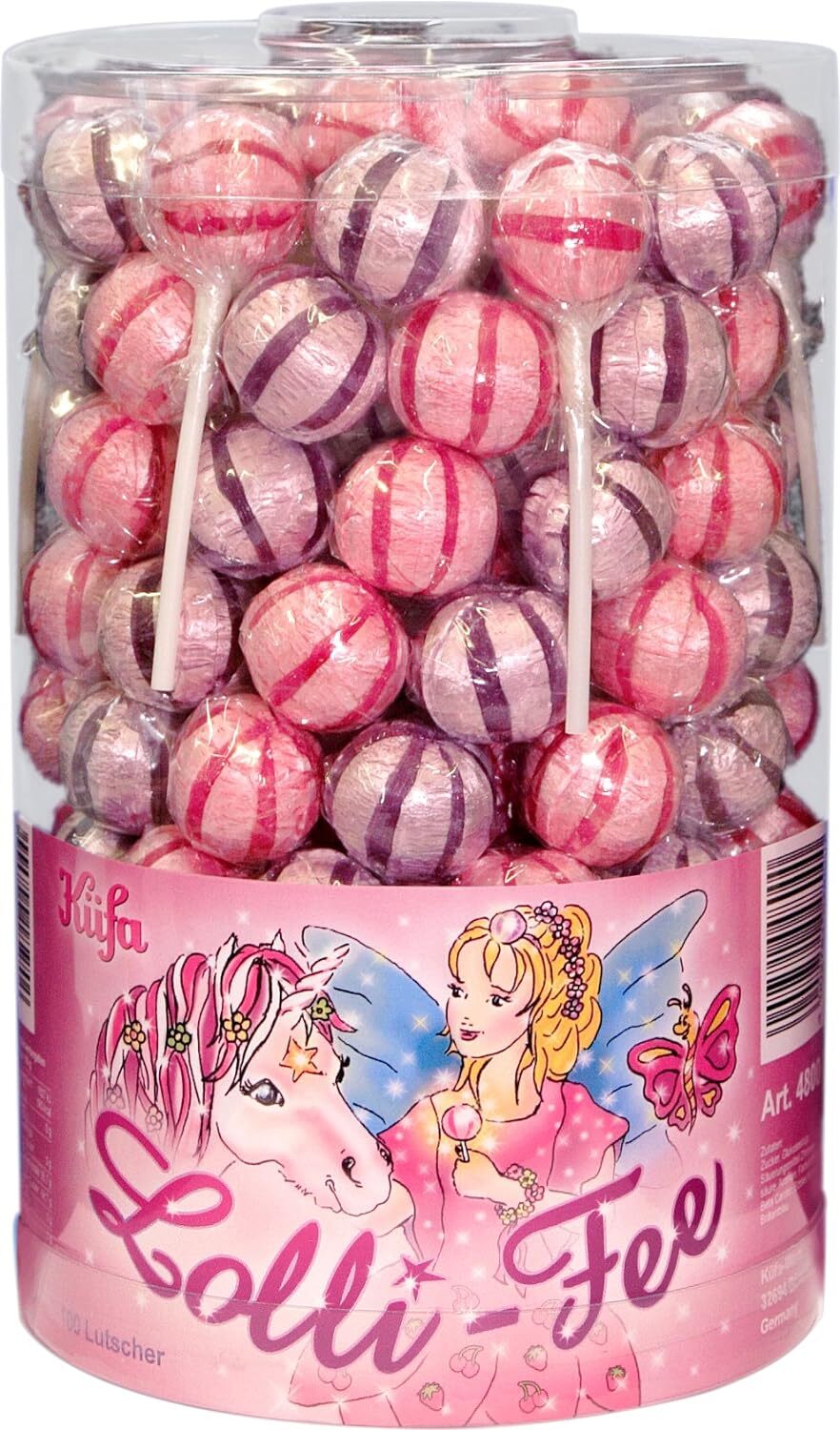 Küfa Lolli Fee Lolly Lutscher Süßigkeiten 100 Stück 1,6kg Dose Großpackung!