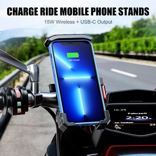 Support Téléphone 15W Chargeur Sans Fil Support de Charge USB Convient Guidon Moto ~ - Photo 12 sur 24